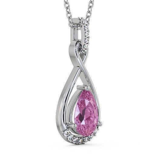 Drop Style Pink Sapphire and Diamond 1.95ct Pendant 9K White Gold PNT29GEM_WG_PS_THUMB1 
