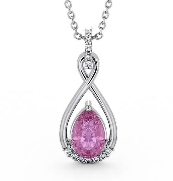 Drop Style Pink Sapphire and Diamond 1.95ct Pendant 9K White Gold PNT29GEM_WG_PS_THUMB2 