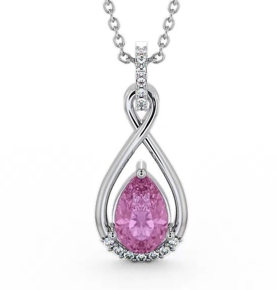 Drop Style Pink Sapphire and Diamond 1.95ct Pendant 9K White Gold PNT29GEM_WG_PS_THUMB1