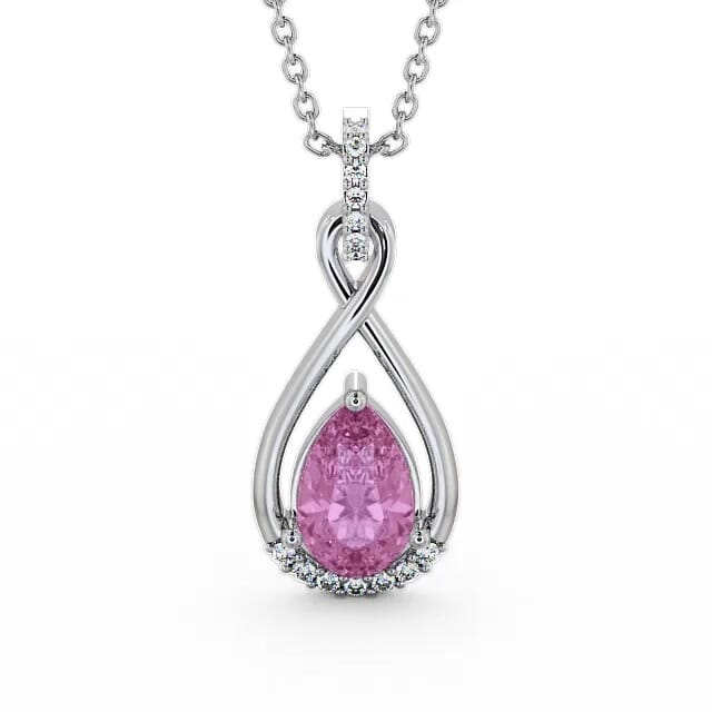 Drop Style Pink Sapphire and Diamond 1.95ct Pendant 18K White Gold - Mirian PNT29GEM_WG_PS_NECK