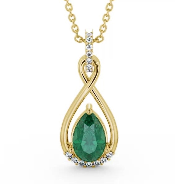 Drop Style Emerald and Diamond 1.80ct Pendant 9K Yellow Gold PNT29GEM_YG_EM_THUMB1
