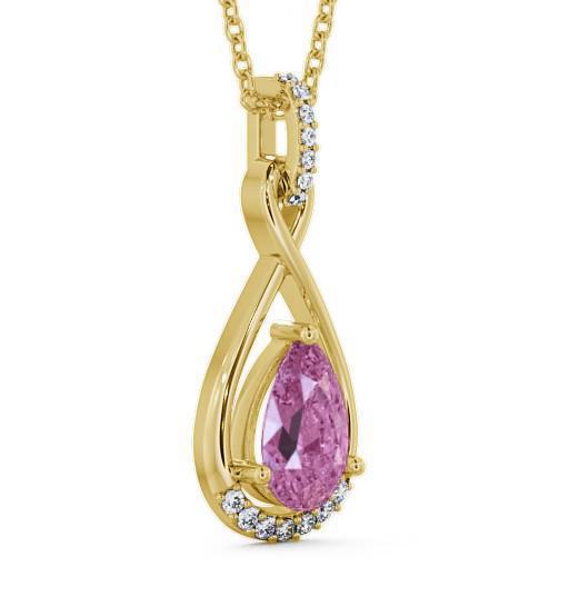Drop Style Pink Sapphire and Diamond 1.95ct Pendant 9K Yellow Gold PNT29GEM_YG_PS_THUMB1 