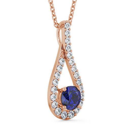 Drop Style Blue Sapphire and Diamond 1.55ct Pendant 18K Rose Gold PNT2GEM_RG_BS_THUMB1 