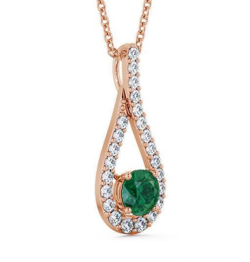Drop Style Emerald and Diamond 1.30ct Pendant 9K Rose Gold PNT2GEM_RG_EM_THUMB1 