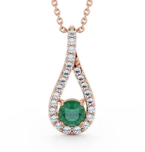 Drop Style Emerald and Diamond 1.30ct Pendant 9K Rose Gold PNT2GEM_RG_EM_THUMB1