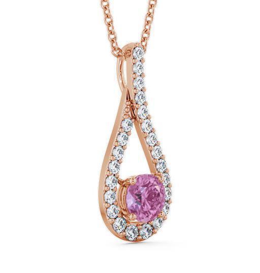 Drop Style Pink Sapphire and Diamond 1.55ct Pendant 18K Rose Gold PNT2GEM_RG_PS_THUMB1 
