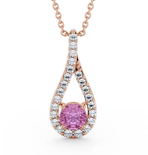 Drop Style Pink Sapphire and Diamond 1.55ct Pendant 9K Rose Gold PNT2GEM_RG_PS_THUMB1