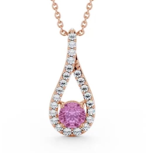 Drop Style Pink Sapphire and Diamond 1.55ct Pendant 18K Rose Gold PNT2GEM_RG_PS_THUMB2 