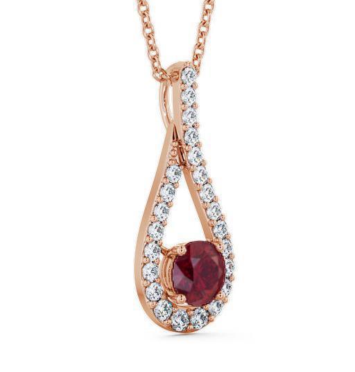 Drop Style Ruby and Diamond 1.55ct Pendant 18K Rose Gold PNT2GEM_RG_RU_THUMB1 