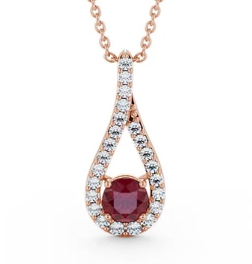 Drop Style Ruby and Diamond 1.55ct Pendant 18K Rose Gold PNT2GEM_RG_RU_THUMB2 