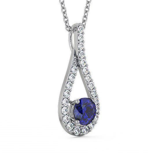 Drop Style Blue Sapphire and Diamond 1.55ct Pendant 9K White Gold PNT2GEM_WG_BS_THUMB1 