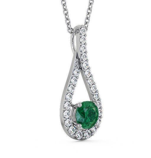 Drop Style Emerald and Diamond 1.30ct Pendant 18K White Gold PNT2GEM_WG_EM_THUMB1 