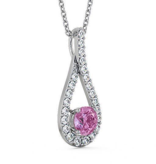 Drop Style Pink Sapphire and Diamond 1.55ct Pendant 9K White Gold PNT2GEM_WG_PS_THUMB1 