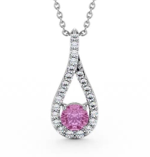 Drop Style Pink Sapphire and Diamond 1.55ct Pendant 18K White Gold PNT2GEM_WG_PS_THUMB2 