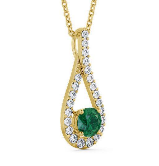 Drop Style Emerald and Diamond 1.30ct Pendant 9K Yellow Gold PNT2GEM_YG_EM_THUMB1 