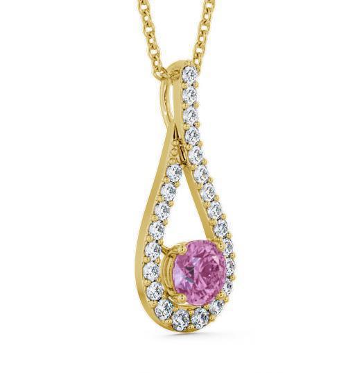 Drop Style Pink Sapphire and Diamond 1.55ct Pendant 9K Yellow Gold PNT2GEM_YG_PS_THUMB1 