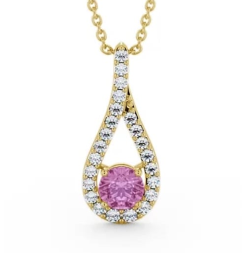 Drop Style Pink Sapphire and Diamond 1.55ct Pendant 18K Yellow Gold PNT2GEM_YG_PS_THUMB2 