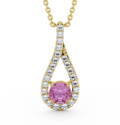 Drop Style Pink Sapphire and Diamond 1.55ct Pendant 18K Yellow Gold PNT2GEM_YG_PS_THUMB1