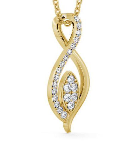 Leaf Shaped Diamond Cluster Pendant 18K Yellow Gold PNT30_YG_THUMB1 