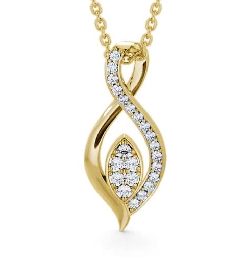 Leaf Shaped Diamond Cluster Pendant 18K Yellow Gold PNT30_YG_THUMB2 