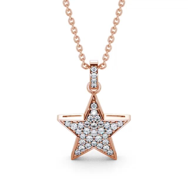 Star Shaped Diamond 0.42ct Pendant 9K Rose Gold - Ellamae PNT33_RG_NECK