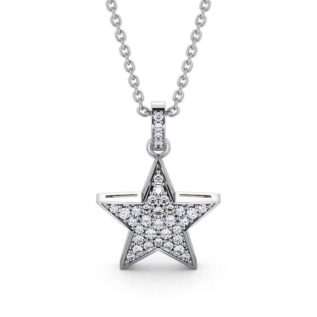 Star Shaped Diamond 0.42ct Pendant 18K White Gold - Ellamae PNT33_WG_NECK