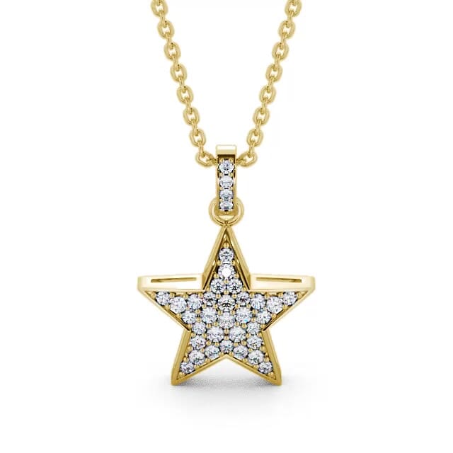 Star Shaped Diamond 0.42ct Pendant 18K Yellow Gold - Ellamae PNT33_YG_NECK