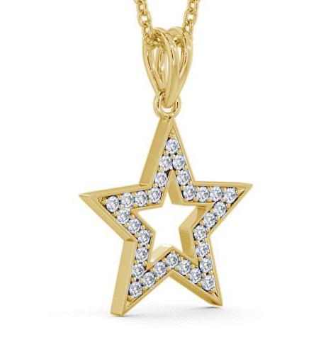 Star Shaped Diamond Pave Channel Set Pendant 18K Yellow Gold PNT34_YG_THUMB1 