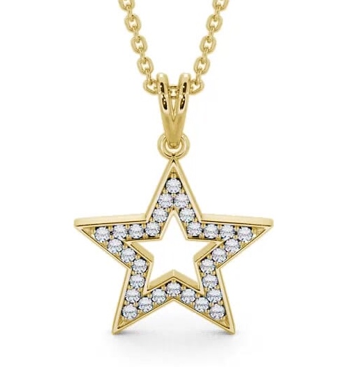 Star Shaped Diamond Pave Channel Set Pendant 18K Yellow Gold PNT34_YG_THUMB2 