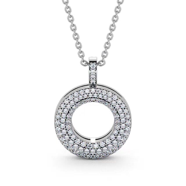 Circle Diamond 0.60ct Pendant 18K White Gold - Angie PNT35_WG_NECK