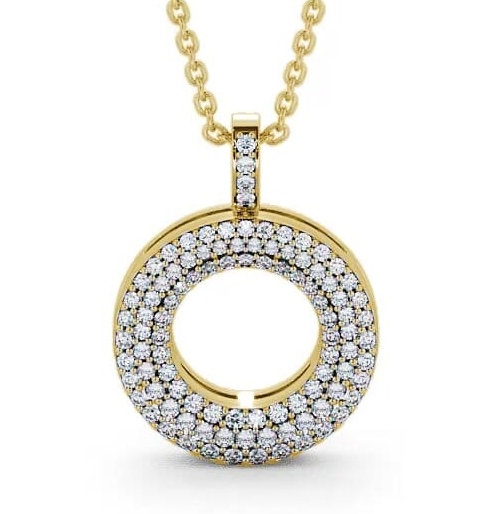 Circle Diamond 0.60ct Cluster Pendant 18K Yellow Gold PNT35_YG_THUMB2 
