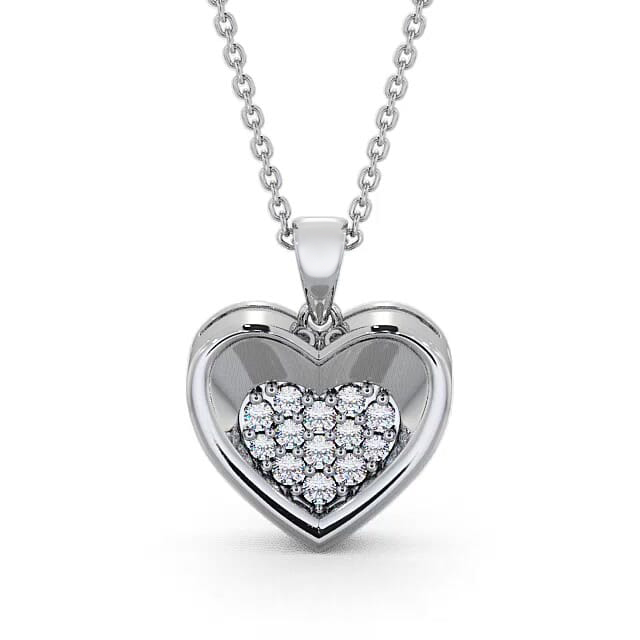Heart Diamond Pendant 18K White Gold - Saray PNT36_WG_NECK