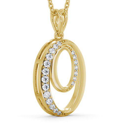 Double Oval Diamond 0.25ct Pendant 18K Yellow Gold PNT38_YG_THUMB1 