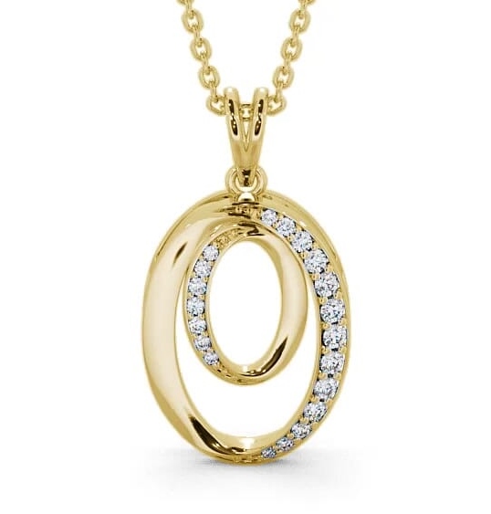 Double Oval Diamond 0.25ct Pendant 18K Yellow Gold PNT38_YG_THUMB2 