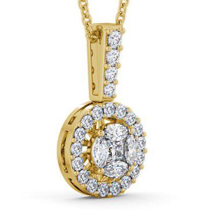 Halo Round Diamond 0.90ct Illusion Design Pendant 18K Yellow Gold PNT3_YG_THUMB1 