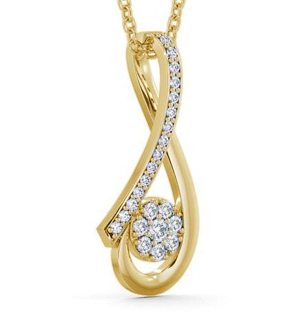 Drop Round Diamond 0.25ct Cluster Pendant 18K Yellow Gold PNT40_YG_THUMB1 