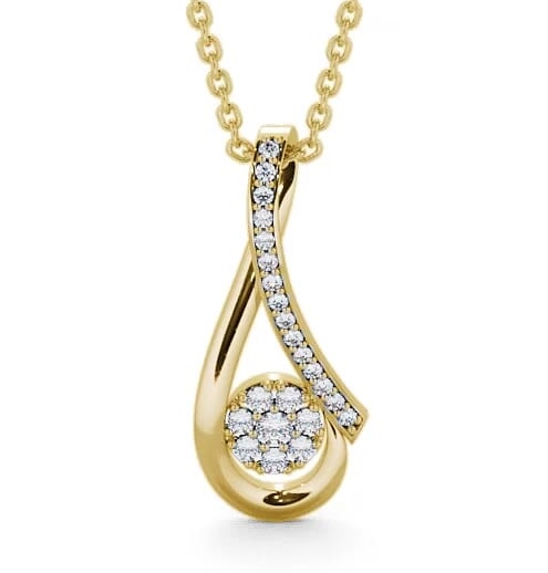 Drop Round Diamond 0.25ct Cluster Pendant 18K Yellow Gold PNT40_YG_THUMB2 