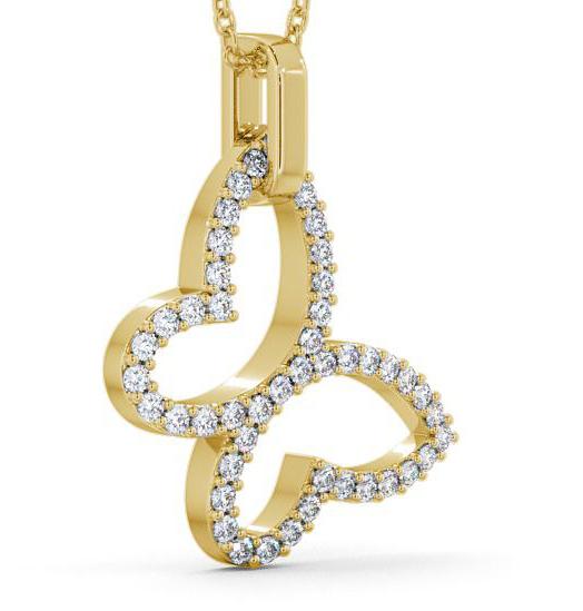 Butterfly Design Round Diamond Pendant 18K Yellow Gold PNT41_YG_THUMB1 