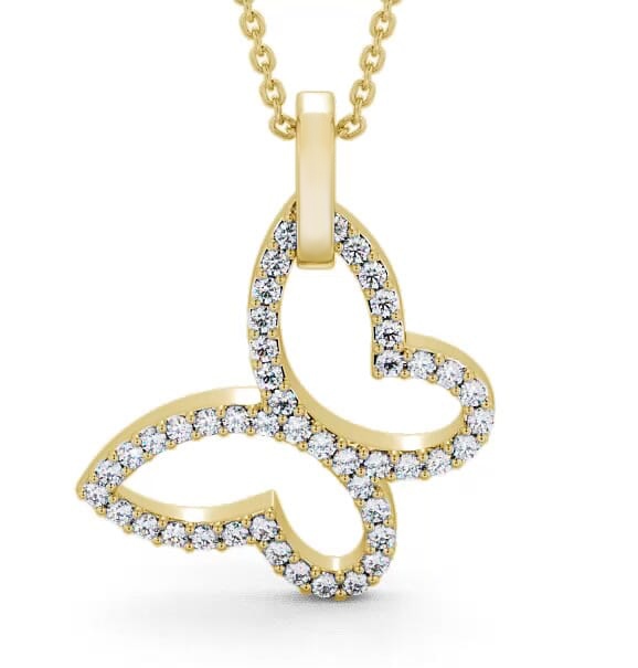 Butterfly Design Round Diamond Pendant 18K Yellow Gold PNT41_YG_THUMB2 