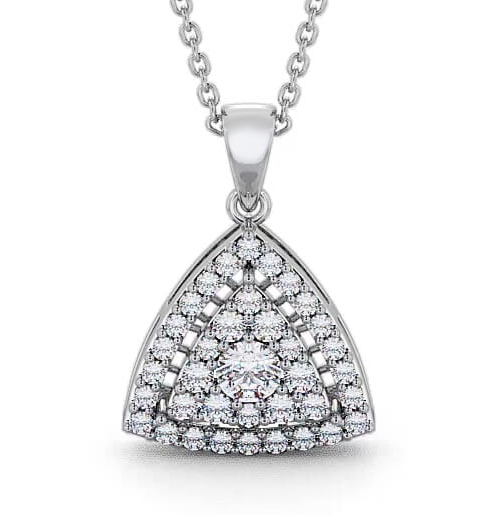 Cluster Round Diamond Trilliant Design Pendant 9K White Gold PNT42_WG_THUMB2 