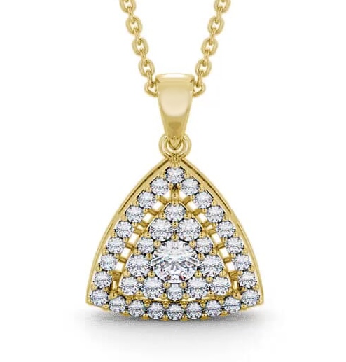 Cluster Round Diamond Trilliant Design Pendant 18K Yellow Gold PNT42_YG_THUMB1