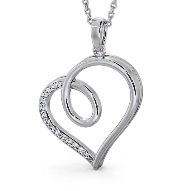 Heart Round Diamond 0.15ct Pendant 9K White Gold PNT43_WG_THUMB2 