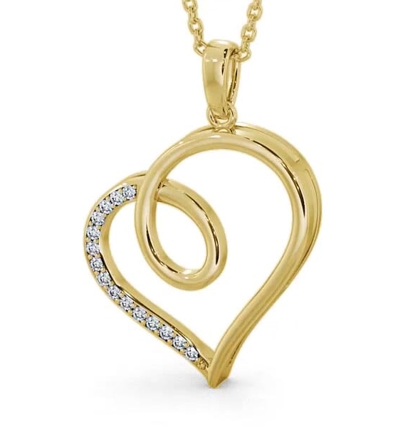 Heart Round Diamond 0.15ct Pendant 18K Yellow Gold PNT43_YG_THUMB1