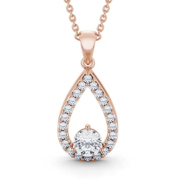 Drop Round Diamond Pear Design Pendant 18K Rose Gold PNT44_RG_THUMB1