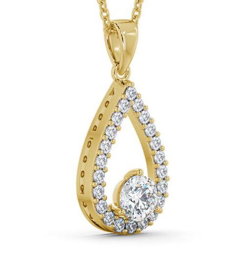 Drop Round Diamond Pear Design Pendant 18K Yellow Gold PNT44_YG_THUMB1 