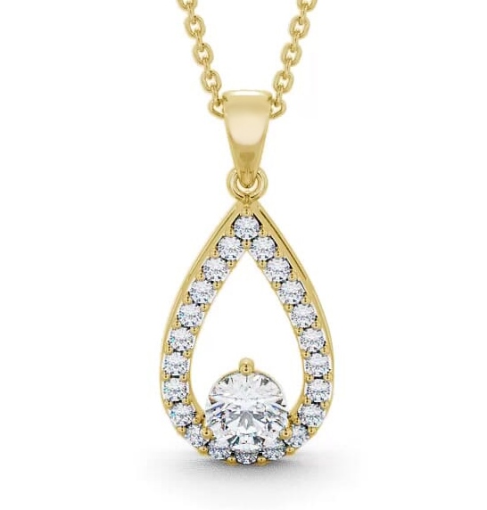 Drop Round Diamond Pear Design Pendant 9K Yellow Gold PNT44_YG_THUMB2 