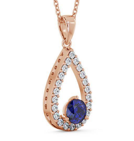 Drop Style Blue Sapphire and Diamond 1.49ct Pendant 18K Rose Gold PNT44GEM_RG_BS_THUMB1 