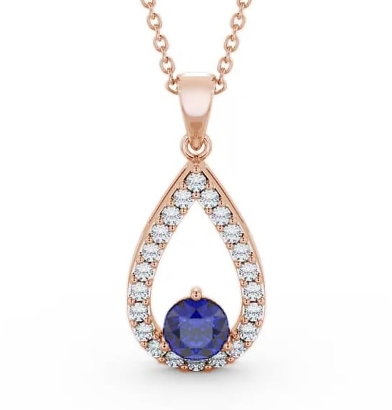 Drop Style Blue Sapphire and Diamond 1.49ct Pendant 18K Rose Gold PNT44GEM_RG_BS_THUMB2 