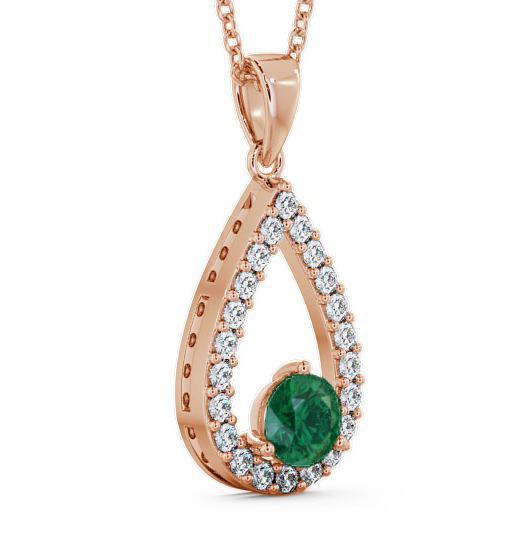 Drop Style Emerald and Diamond 1.24ct Pendant 18K Rose Gold PNT44GEM_RG_EM_THUMB1 