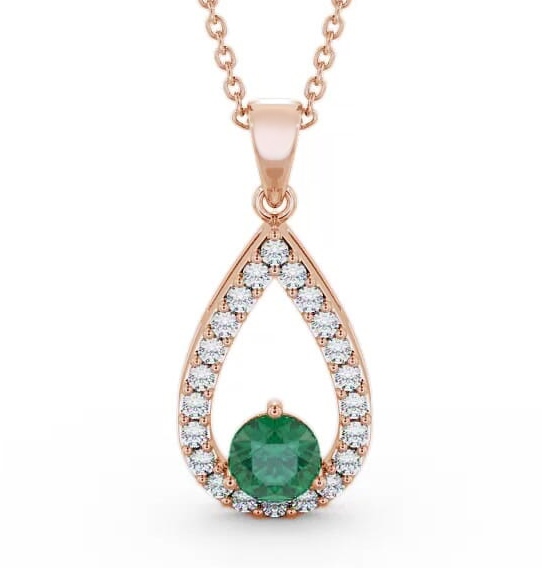 Drop Style Emerald and Diamond 1.24ct Pendant 9K Rose Gold PNT44GEM_RG_EM_THUMB1
